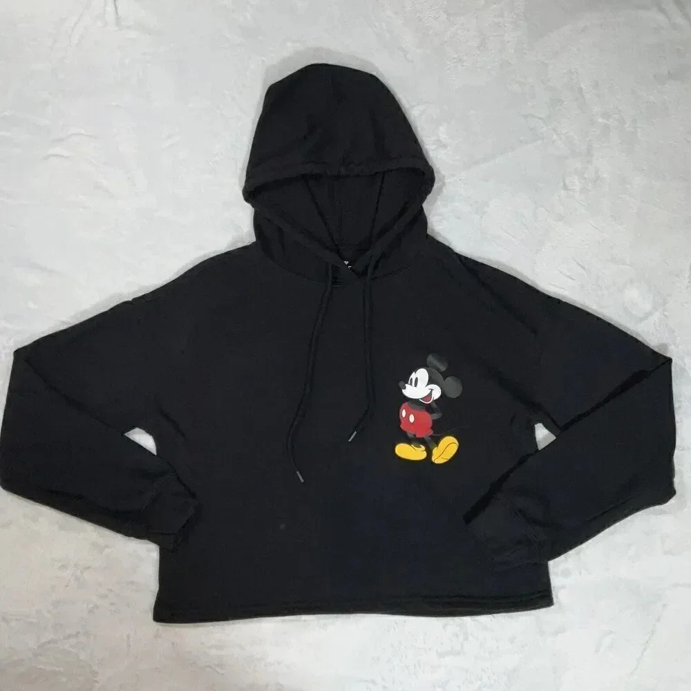 Disney Mickey Mouse Hoodie Youth Medium Black Sweatshirt Hooded Pullover